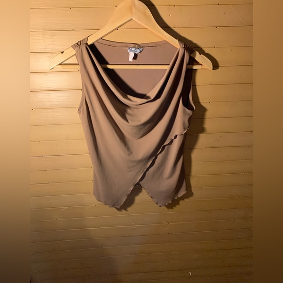 Y2K Brown Cowl Neck Tank (S)